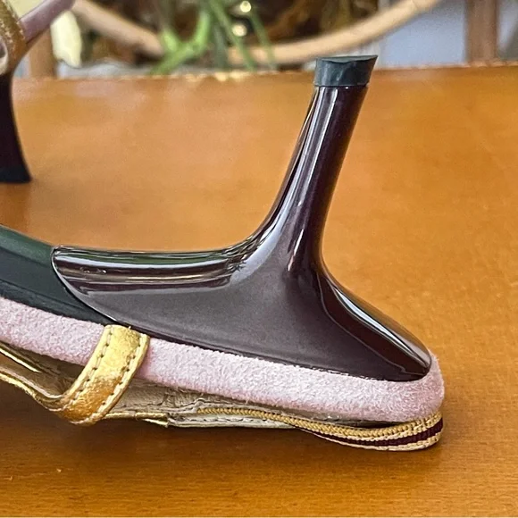 Prada Gold and Beige Slingback Kitten Heel - Picture 6 of 8